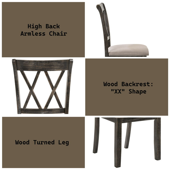 Claudia II - Side Chair Set of 2) - Beige Fabric & Weathered Gray