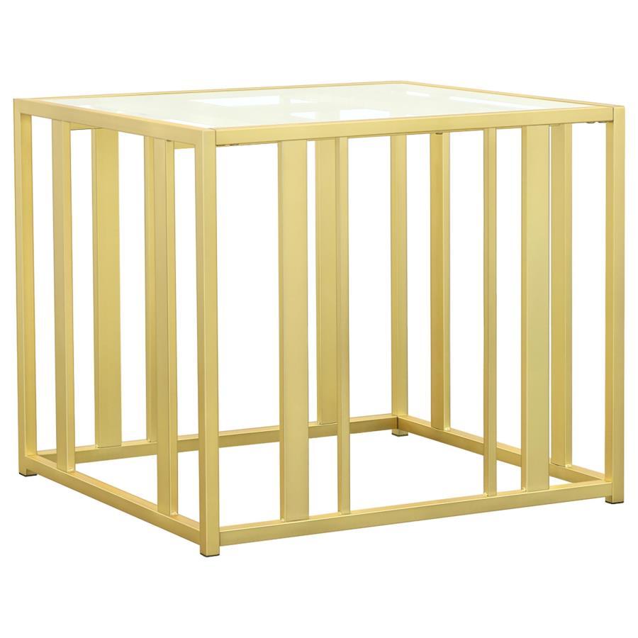 Adri - 3 Piece Coffee And End Table Set - Matte Brass