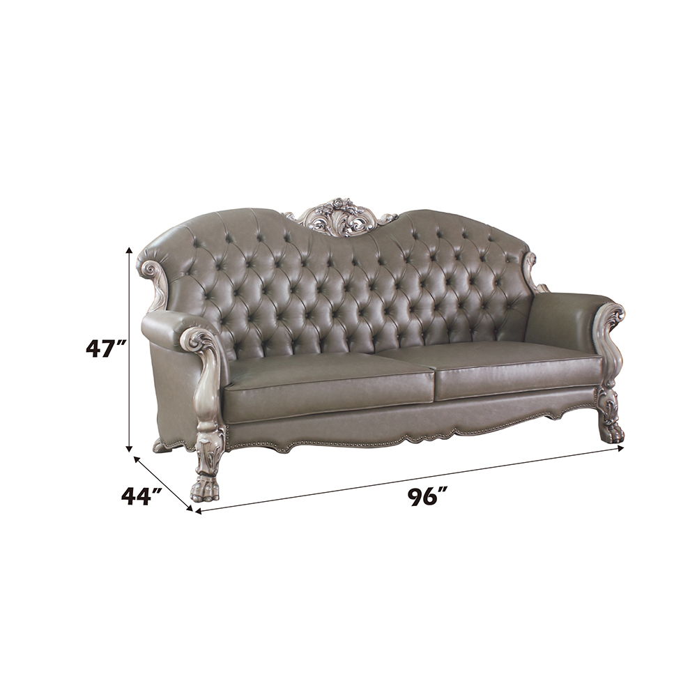 Dresden - 47" Sofa With 5 Pillows - Synthetic Leather & Vintage Bone White