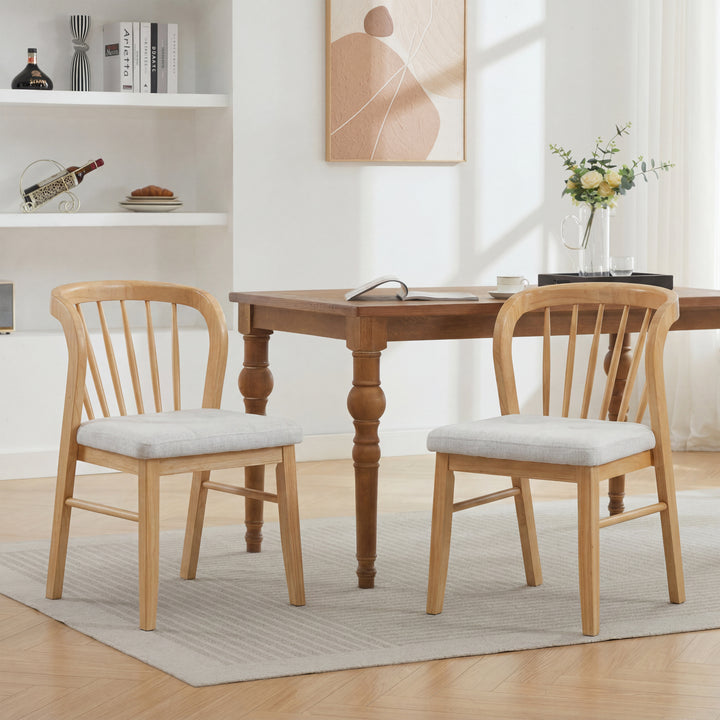 Windsor Rubberwood Dining Chair – Natural (Set of 2)