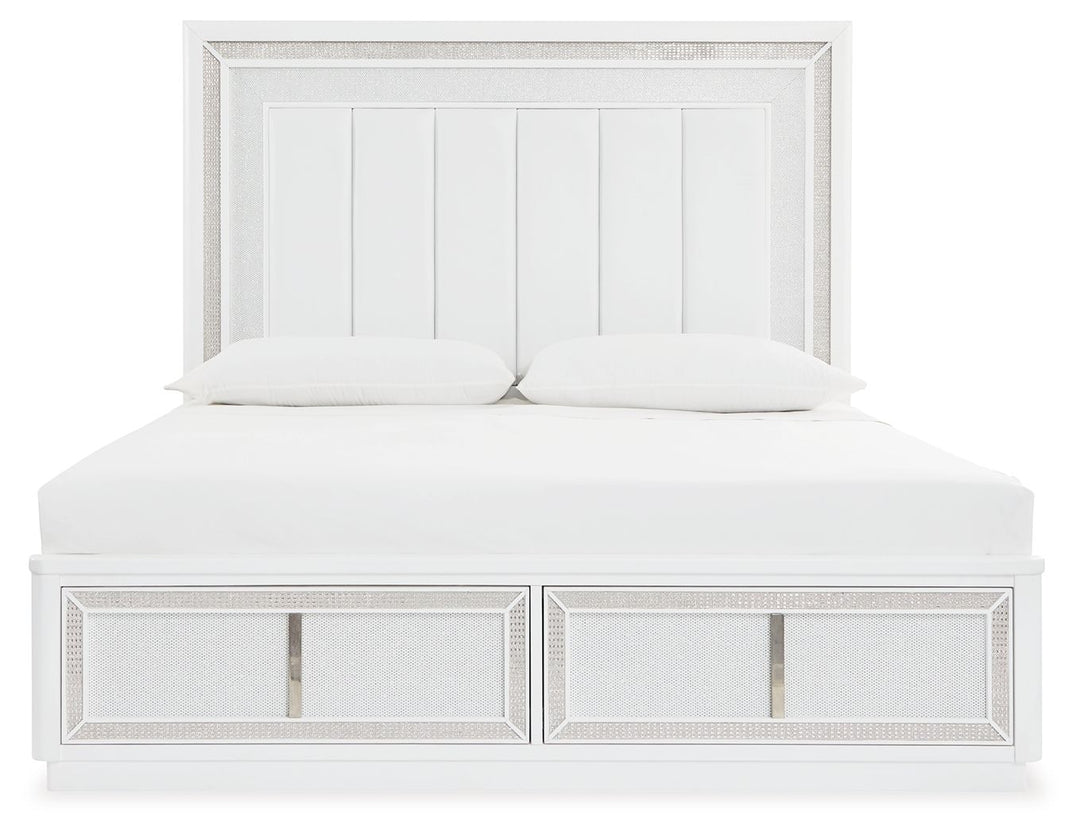 Chalanna - King Upholstered Storage Bed - White by Ashley Furniture product image