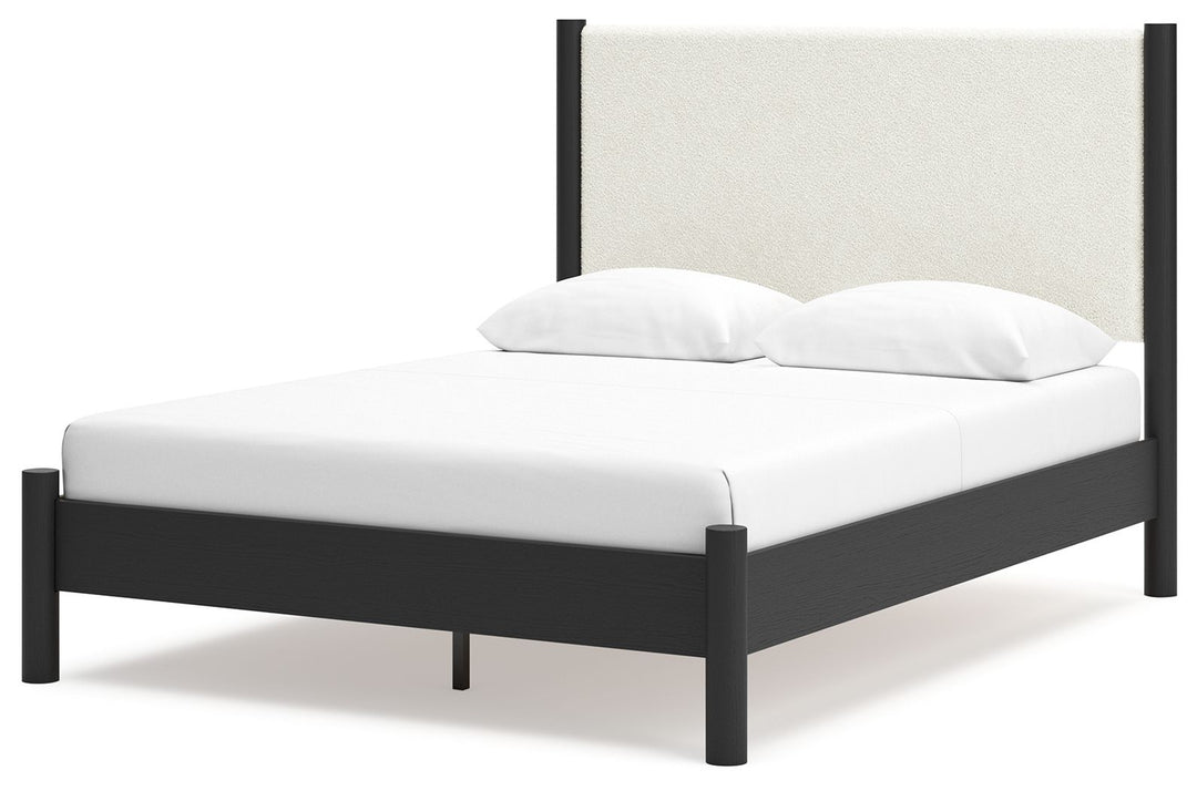 Cadmori - Queen Upholstered Panel Bed - Black / White by Ashley Furniture product image