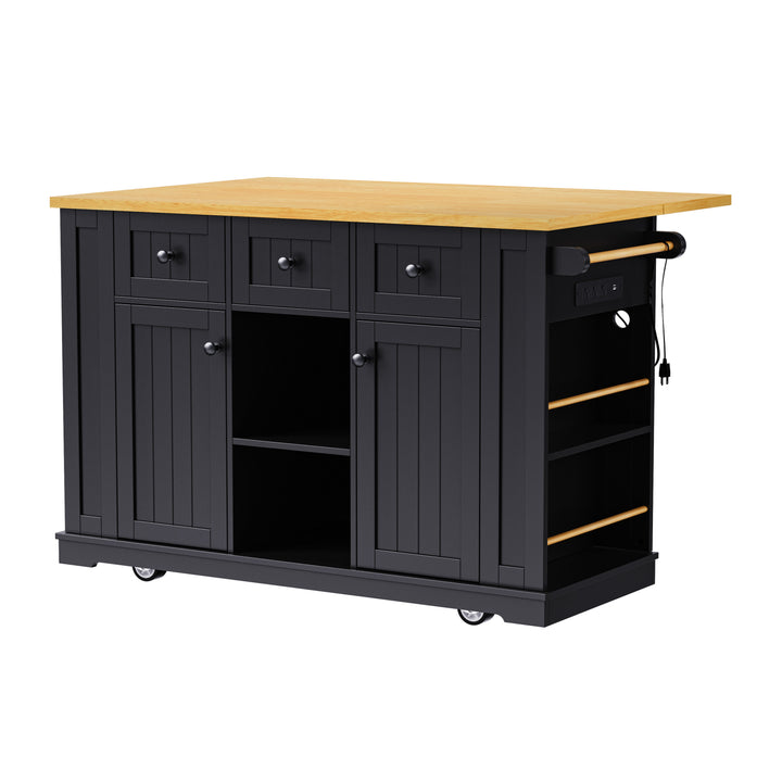 53-inch-black-kitchen-island-cart-with-drop-leaf-and-power-outlet