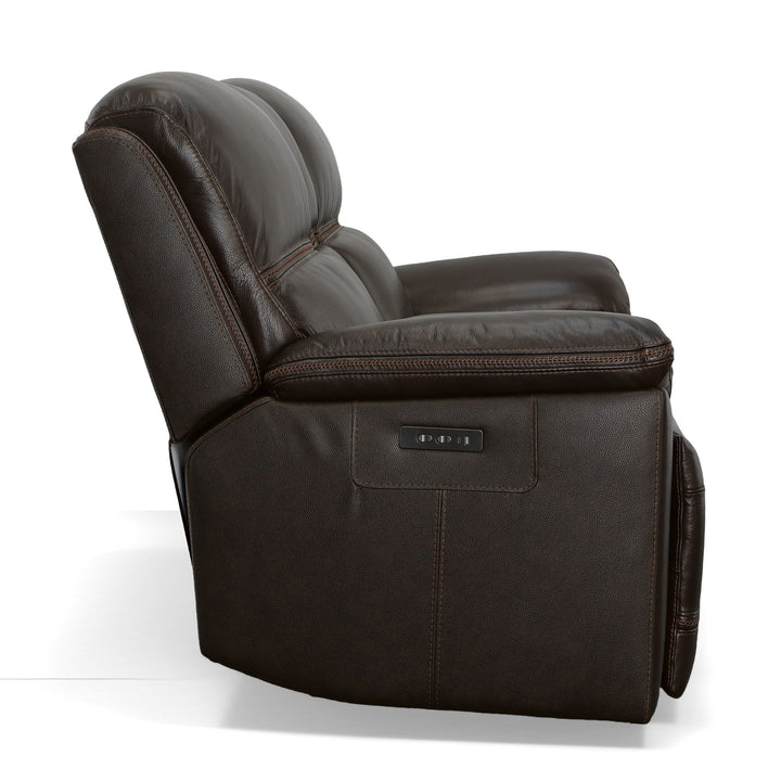 Jackson Leather Power Reclining Loveseat with Console &amp; Power Headrests in Dark Brown