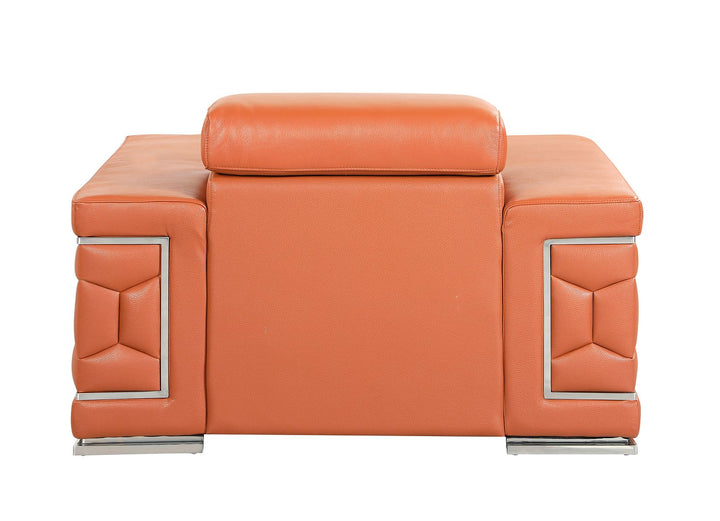 DivanItalia 692 Chair with Adjustable Headrest in Top-Grain Italian Leather - Camel