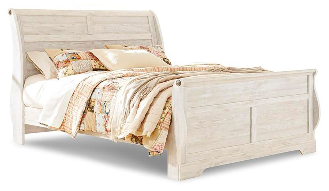 Willowton - King Sleigh Bed - Whitewash by Ashley Furniture product image