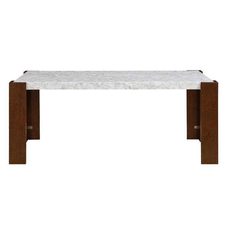 Hettie - Dining Table With Engineeed Stone Top - Engineered Stone Top & Brown