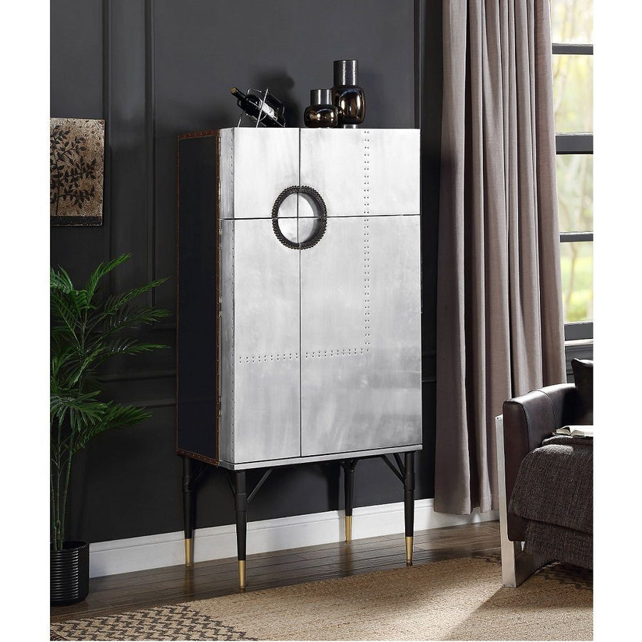 ACME Furniture Yoela Wine Cabinet Leather & Aluminum