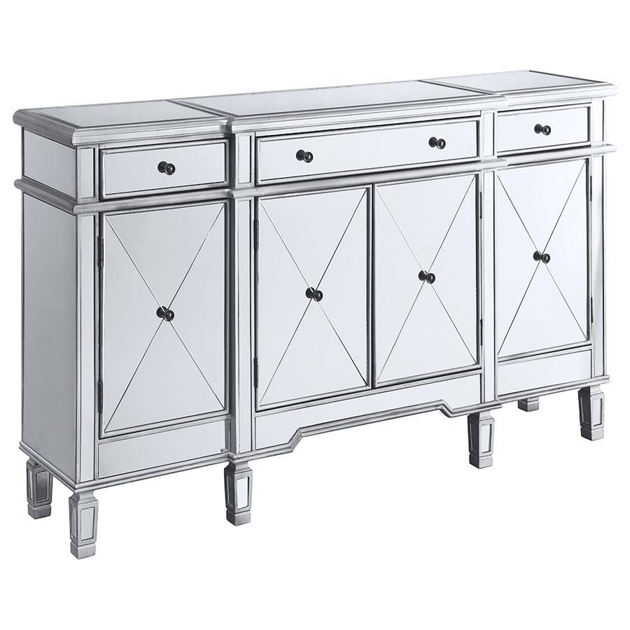 Coaster Furniture Aconitum - 4 Door Mirrored Storage Accent Cabinet - Silver