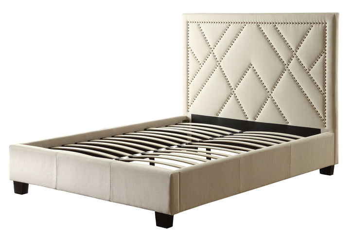 Modus Furniture 3Z45L420 Vienne Nailhead Upholstered Platform Bed In Powder