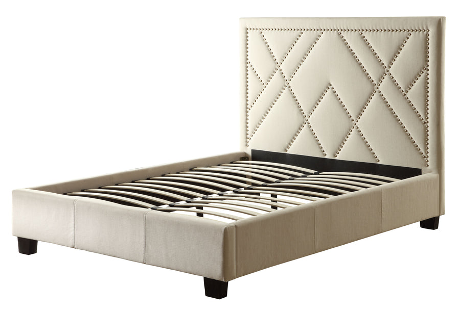 Modus Furniture 3Z45L420 Vienne Nailhead Upholstered Platform Bed In Powder