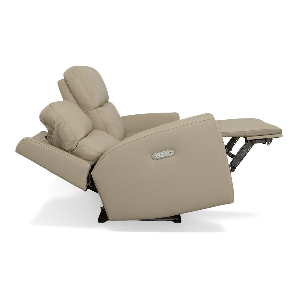 Jarvis Leather Power Reclining Sofa with Power Headrests in Parchment