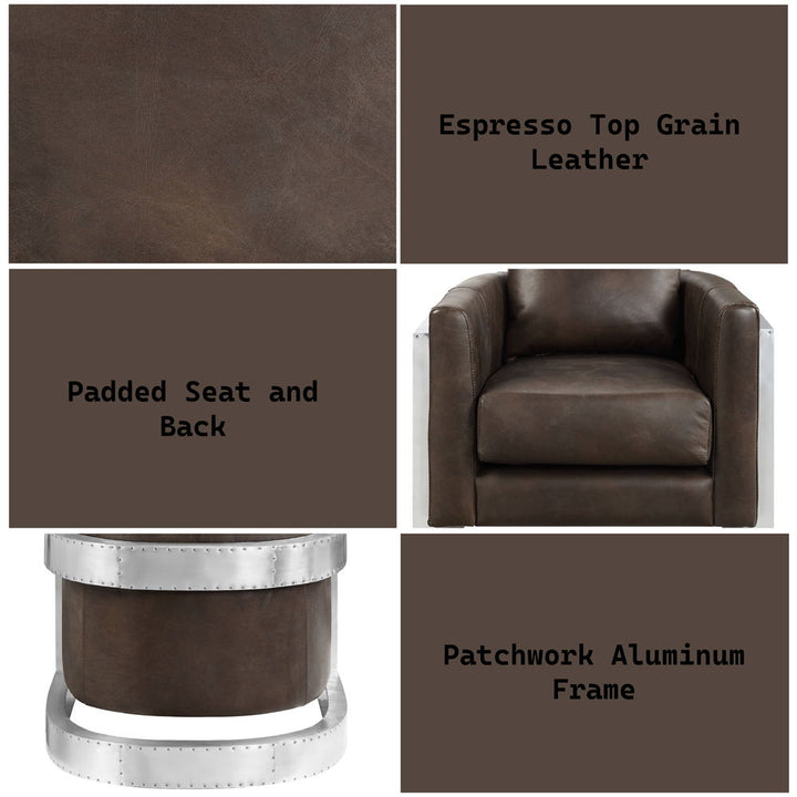 Betla - Accent Chair - Espresso Top Grain Leather & Aluminum
