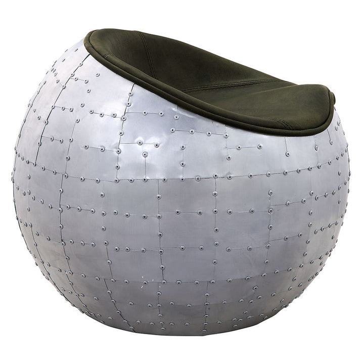 Brancaster - Ottoman - Antique Emerald Top Grain Leather & Aluminum