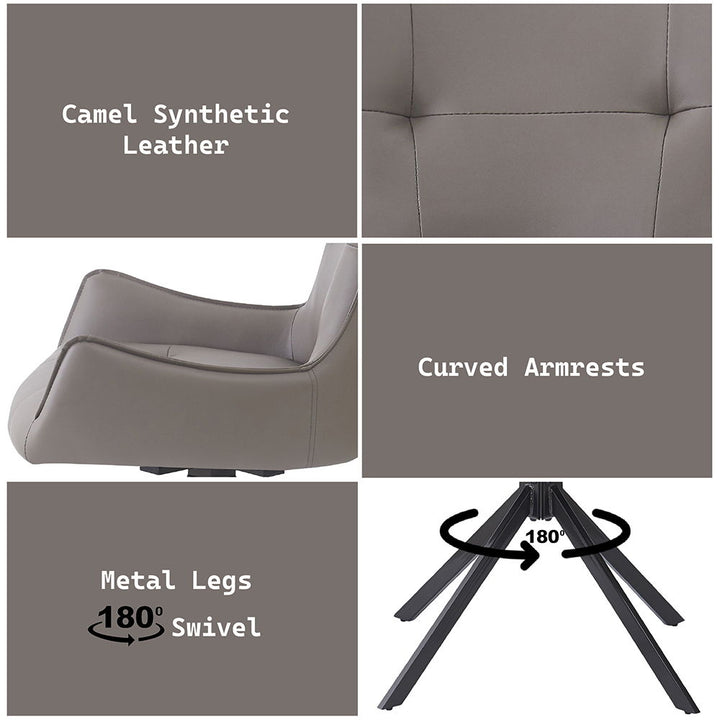 Damita - Camel Synthetic Leather Side Chair With Swivel Set of 2) - Gray & Black Finsh