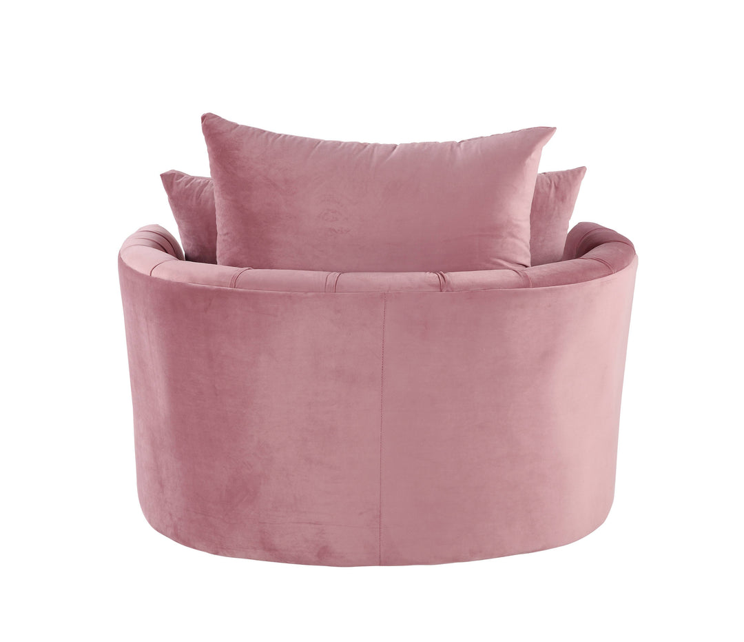 Zunyas - Velvet Accent Chair With Swivel - Pink