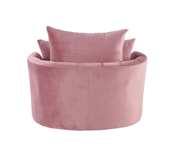 Zunyas - Velvet Accent Chair With Swivel - Pink