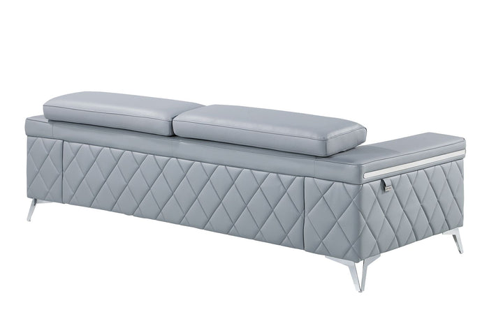DivanItalia 1140 2-Piece Sofa Set with Adjustable Headrest in Top-Grain Italian Leather - Light Blue