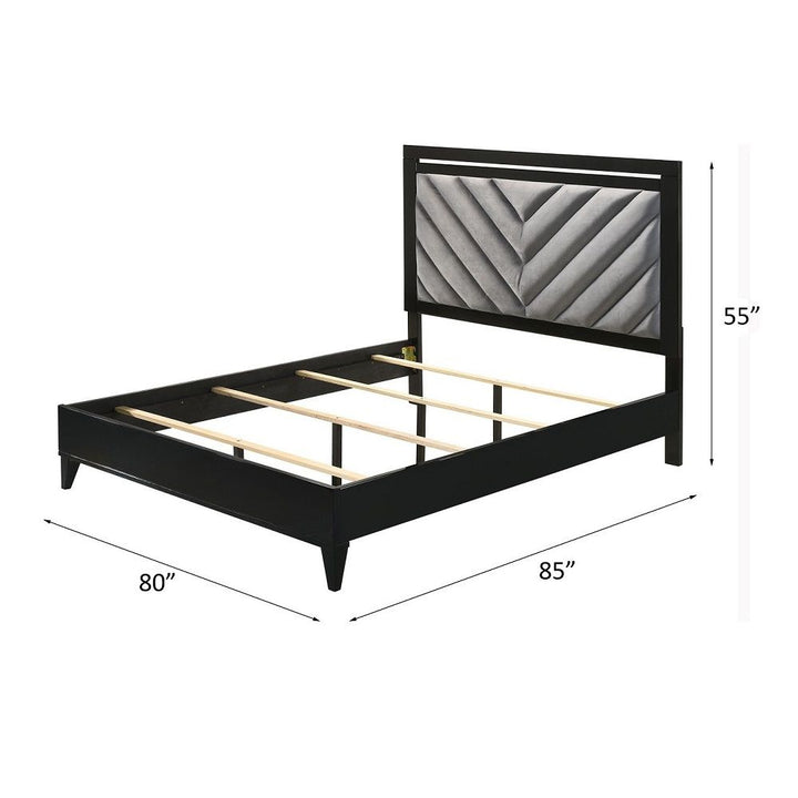 Chelsie - Eastern King Bed - Gray Fabric & Black