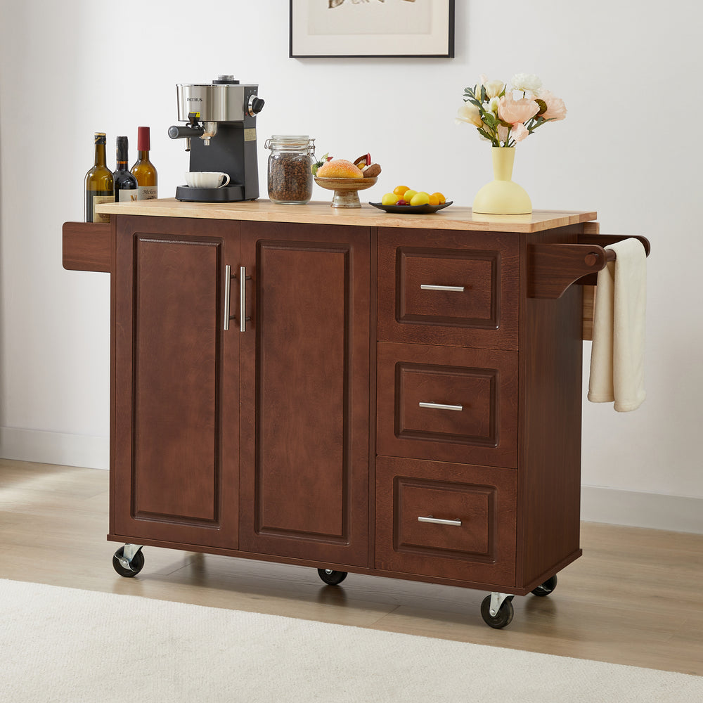 kitchen-island-with-drop-leaf-countertop-rolling-kitchen-island-cart-with-barn-door-and-storage-retro-brown