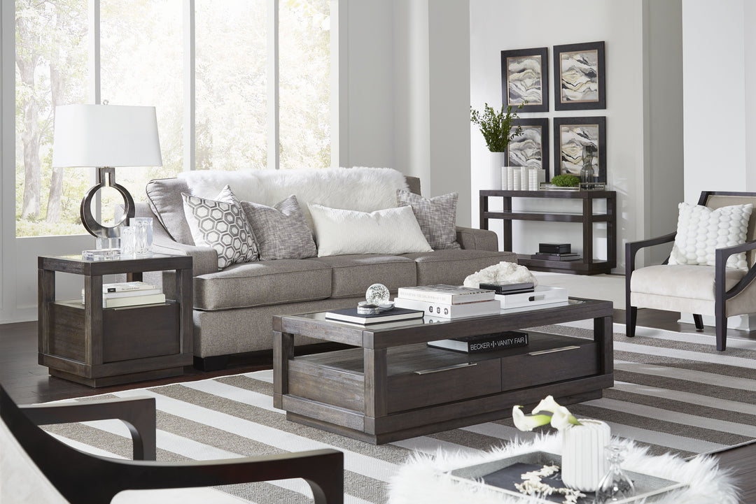 Modus Furniture Azu521 Oxford Two Drawer Rectangular Coffee Table In Basalt Grey