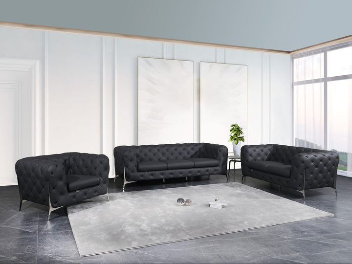 Global United Furniture DivanItalia 970 Italian Leather Dark Gray Sofa Set
