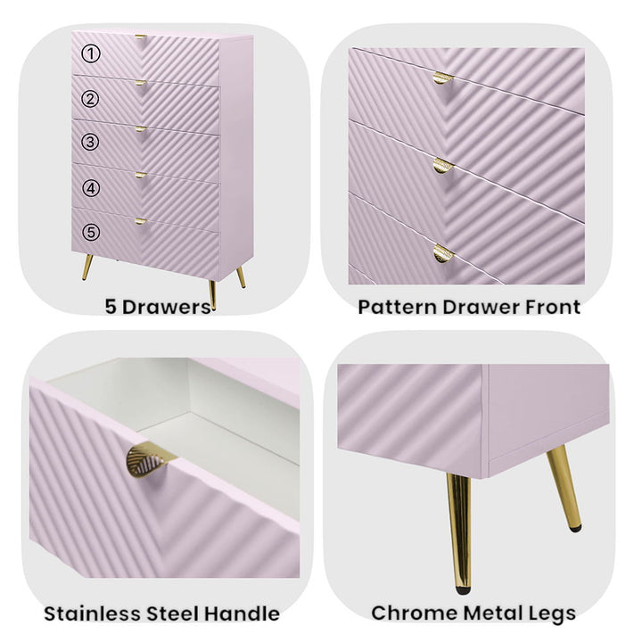 Gaines - Chest - Pink High Gloss