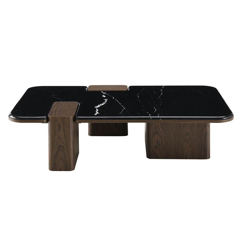 Dana - Coffee Table With Marble Top - Natural / Dark Walnut