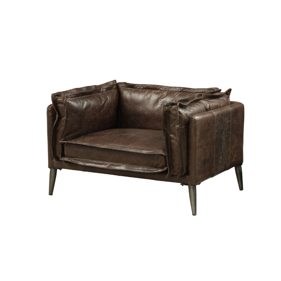 ACME Furniture Porchester Chair Distress Chocolate Top Grain Leather