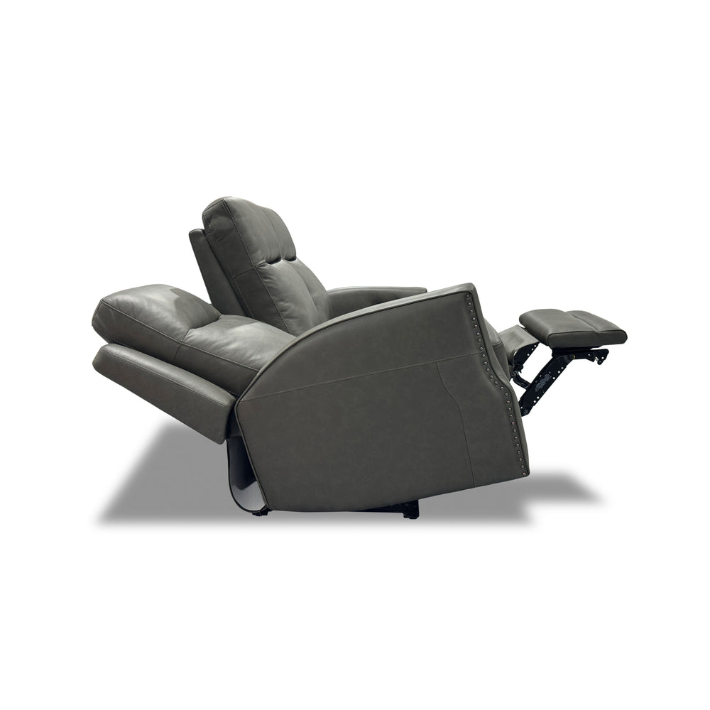 Maxwell Leather Power Reclining Sofa with Power Headrests and Lumbar in Cinder