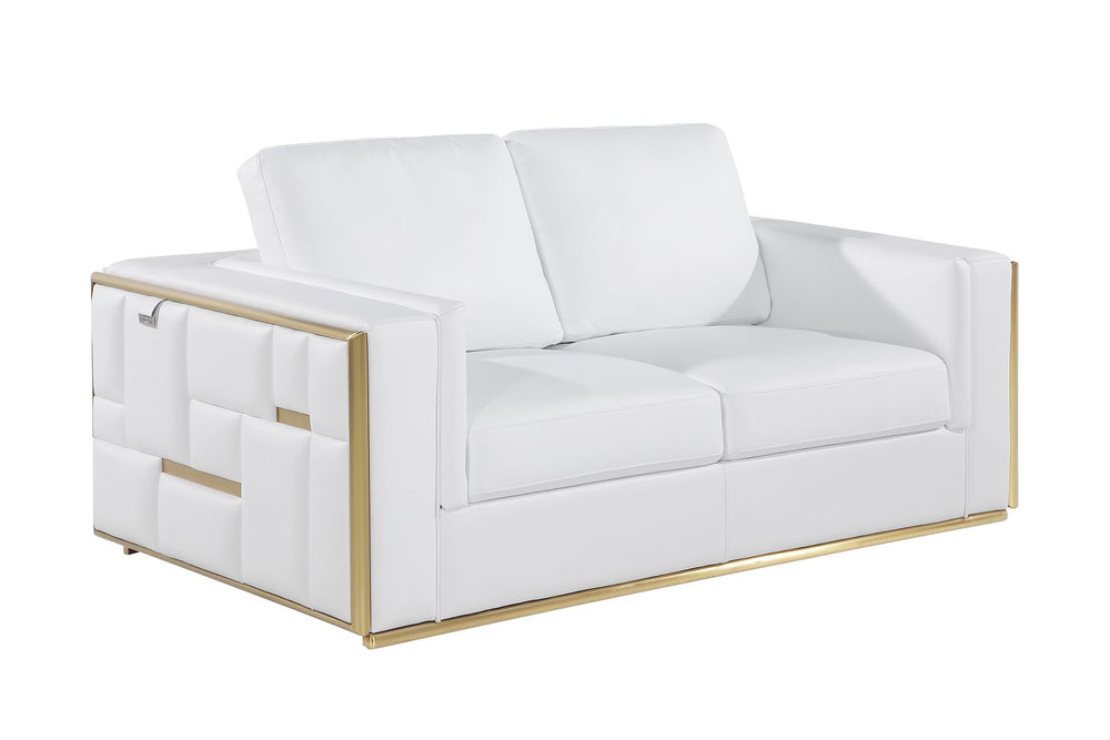 DivanItalia 1130 Loveseat in Top-Grain Italian Leather - White