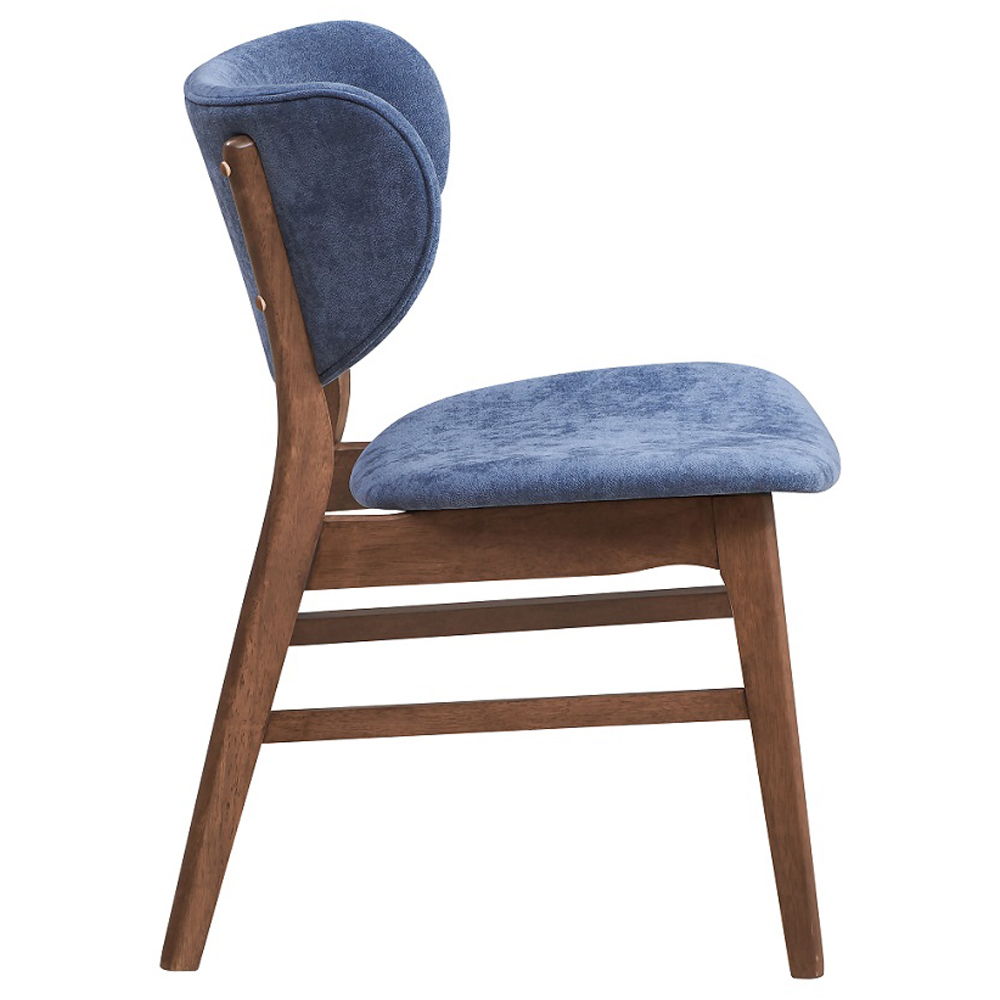 Bevis - Side Chair Set of 2) - Blue Fabric & Walnut