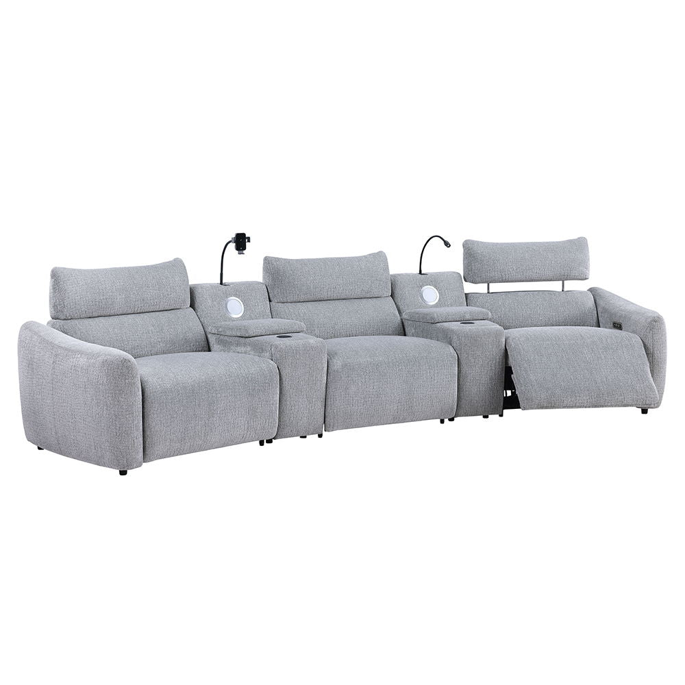 Fullar - RAF Modular Power Motion Recliner - Light Gary Chenille