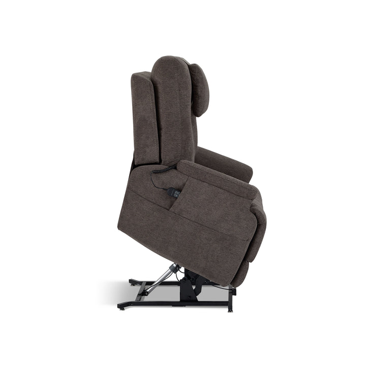 Zecliner Model 2+ Fabric Power Lift Sleep Recliner with Power Headrest, Lumbar, Heat &amp; Massage in Umber