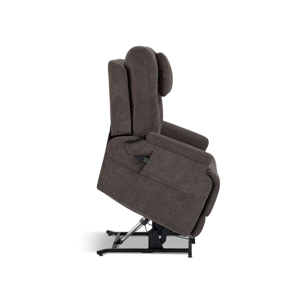 Zecliner Model 2+ Fabric Power Lift Sleep Recliner with Power Headrest, Lumbar, Heat & Massage in Umber