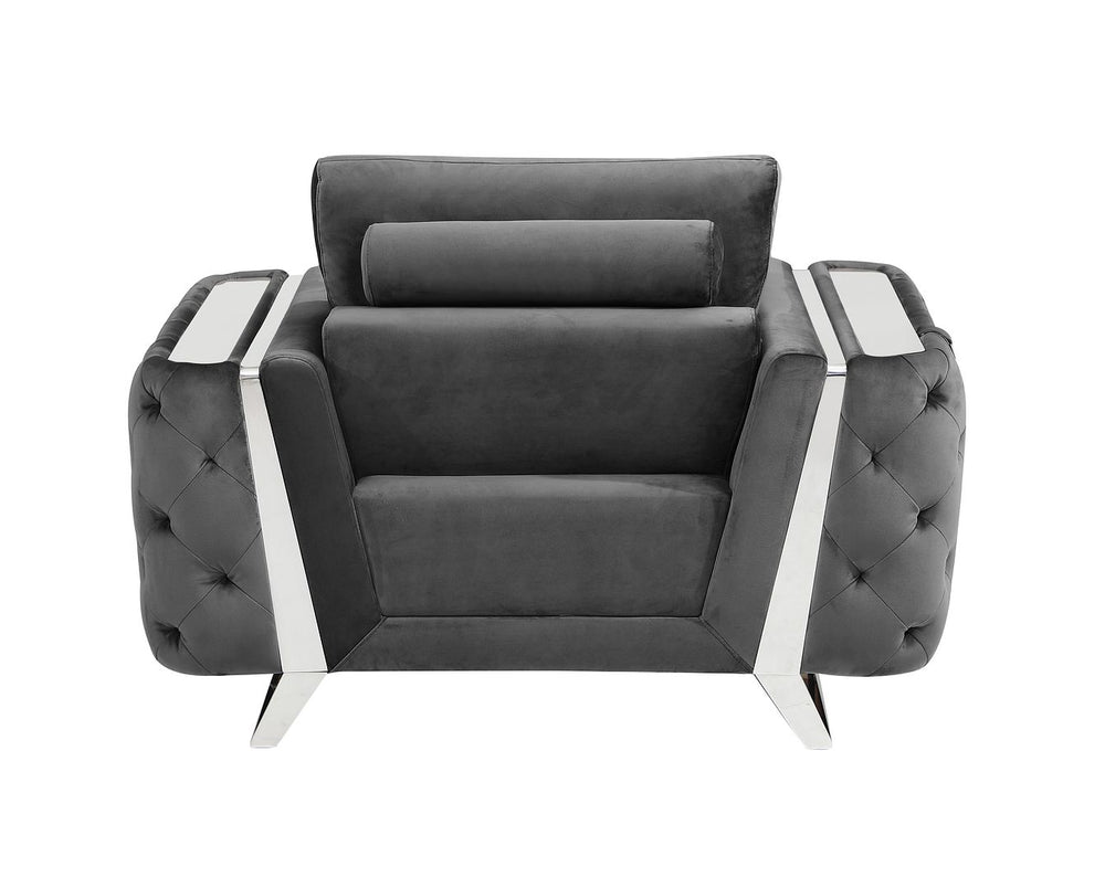 DivanItalia 1051 Chair in Velvet Fabric - Dark Gray