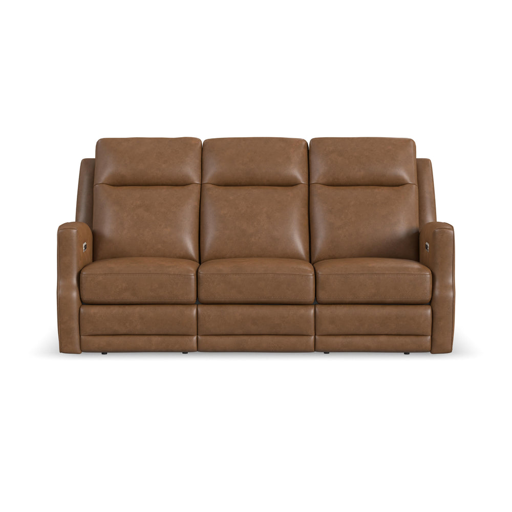 Maxwell Leather Power Reclining Sofa with Power Headrests and Lumbar in Cedar