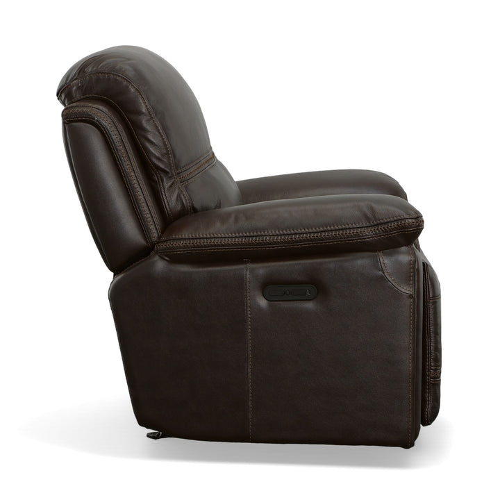 Fenwick Leather Power Gliding Recliner with Power Headrest in Dark Chocolate