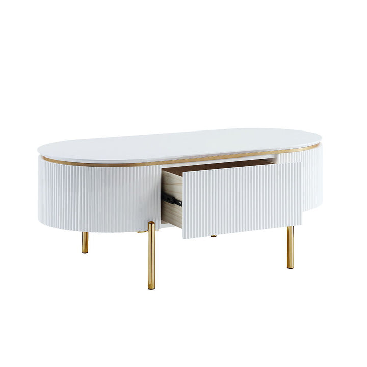 Daveigh - Coffee Table - White High Gloss & Gold