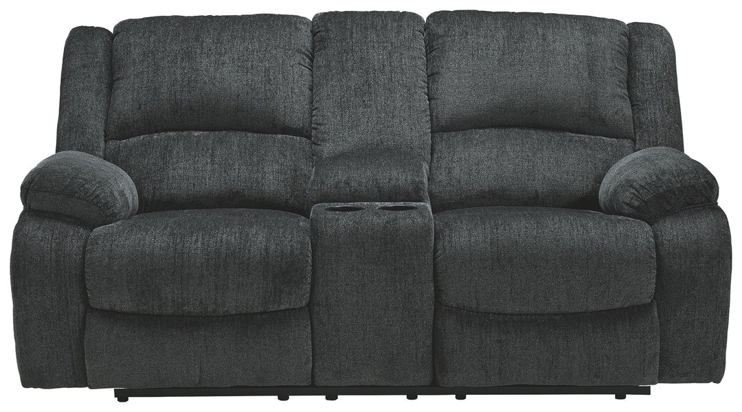 Draycoll - DBL Rec Loveseat w/Console - Dark Gray