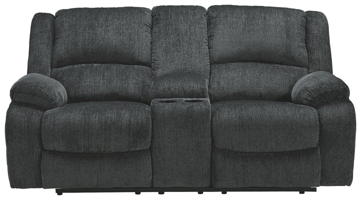 Draycoll - DBL Rec Loveseat w/Console - Dark Gray