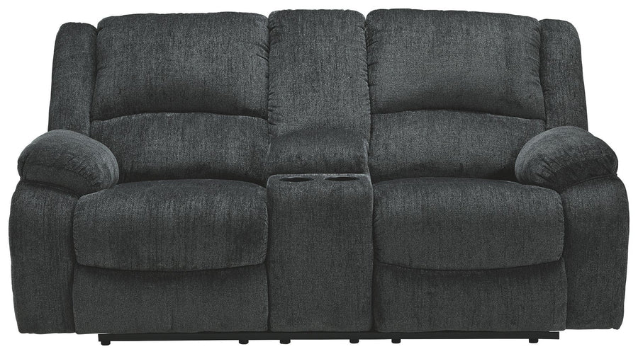 Draycoll - DBL Rec Loveseat w/Console - Dark Gray