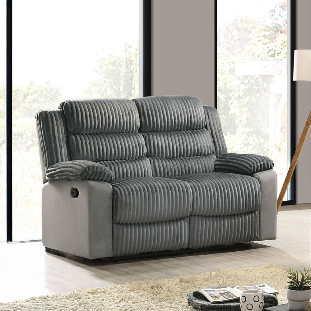 ACME Furniture Lesley Motion Loveseat Gray Corduroy & Velvet
