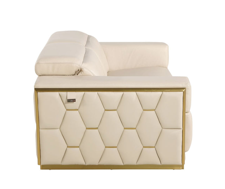 DivanItalia 1111 Sofa with Adjustable Headrest in Top-Grain Italian Leather - Cream