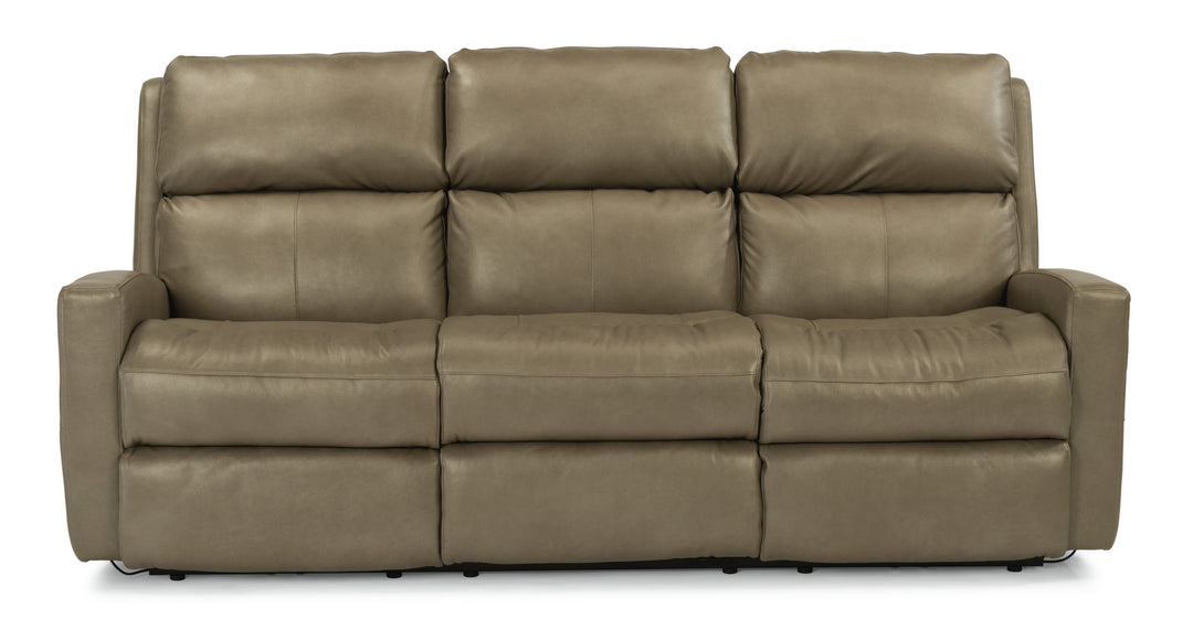 Flexsteel 3900-62H Catalina  Leather Power Reclining Sofa, Power Headrests  Light Brown