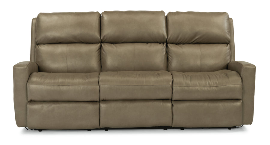 Flexsteel 3900-62H Catalina  Leather Power Reclining Sofa, Power Headrests  Light Brown