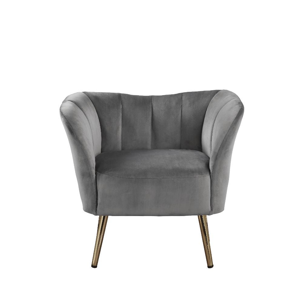 Reese - Accent Chair - Gray Velvet & Gold