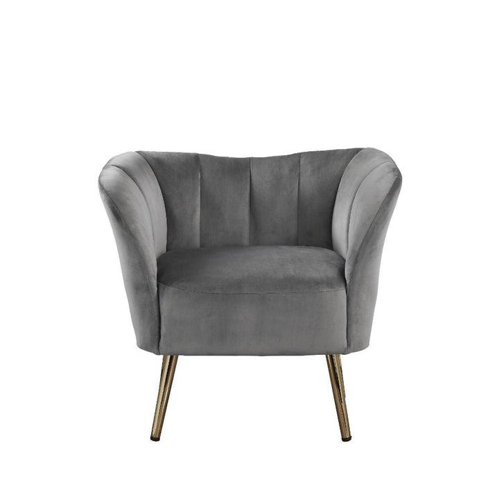 Reese - Accent Chair - Gray Velvet & Gold