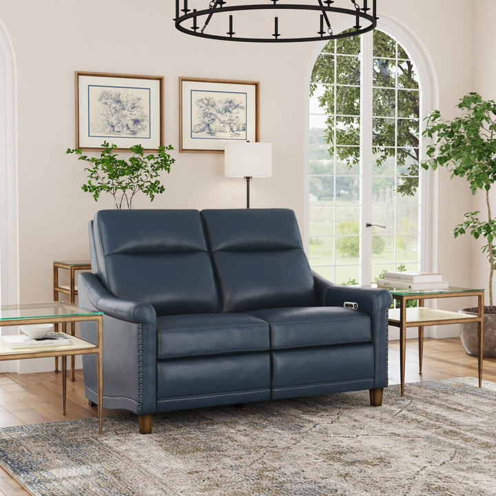 Elizabeth Leather Power Recliner with Power Headrest in Sea