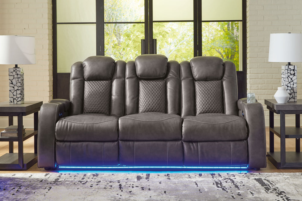 Fyne-Dyme - Power Reclining Sofa With Adj Headrest - Shadow